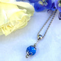 Blue Delphinium and White Rose Bloom Bead Necklace